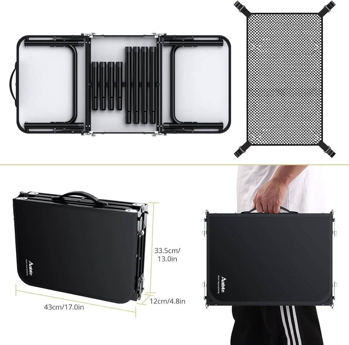 Folding Camping Table Portable Aluminum Adjustable Height Outdoor BBQ