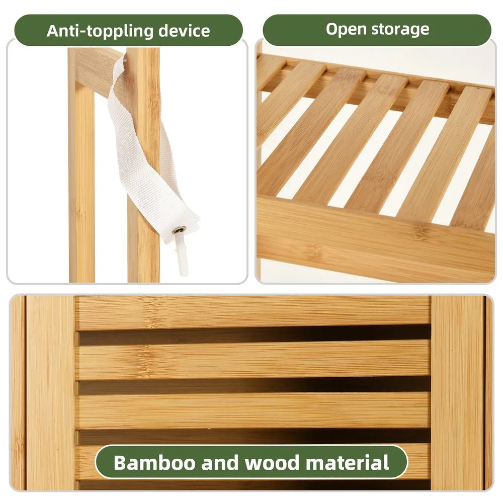 Bamboo Over The Toilet Bathroom Storage Cabinet Rack 4 Tier Shelves
