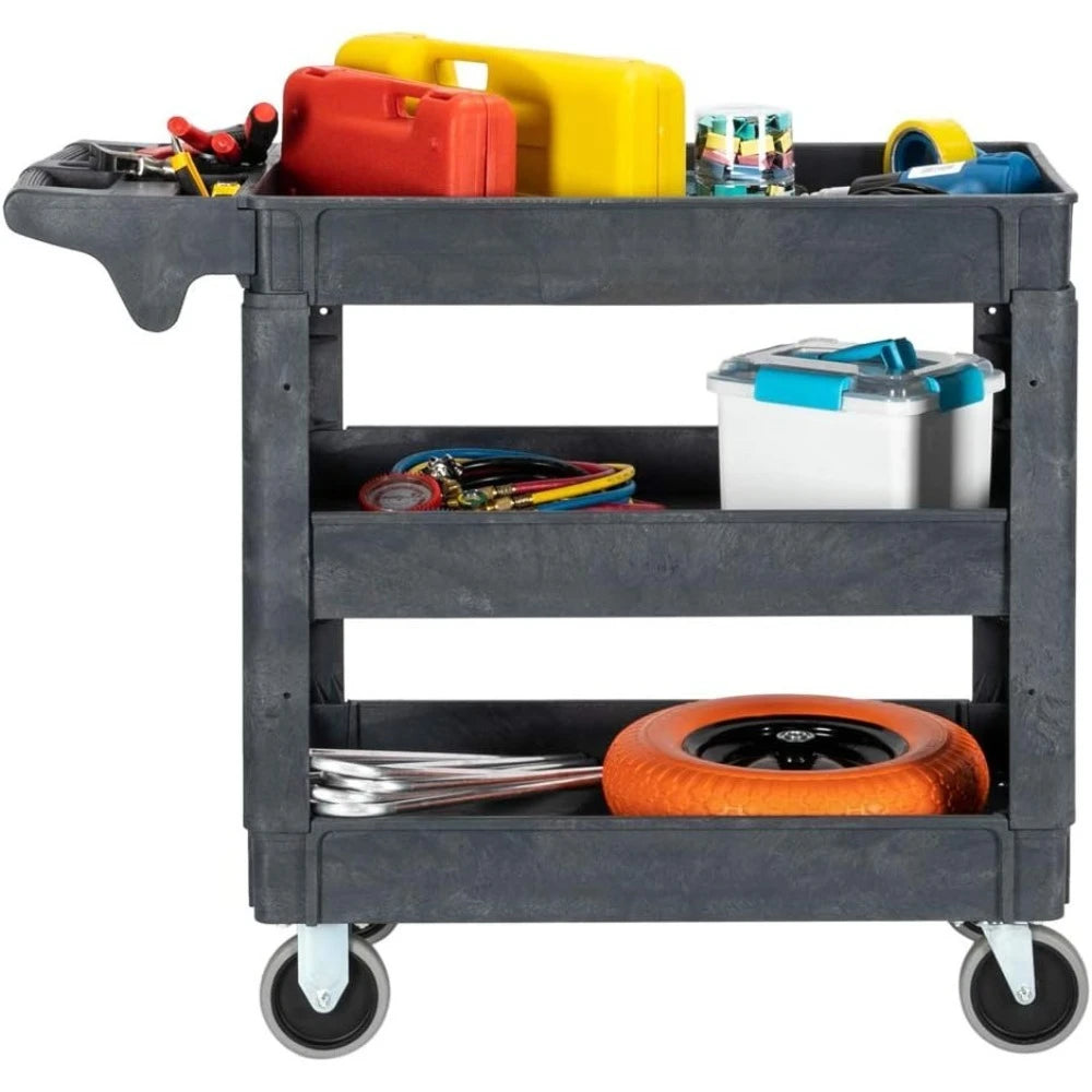 Heavy Duty Plastic Utility Cart with Wheels Multipurpose Storage Organizer