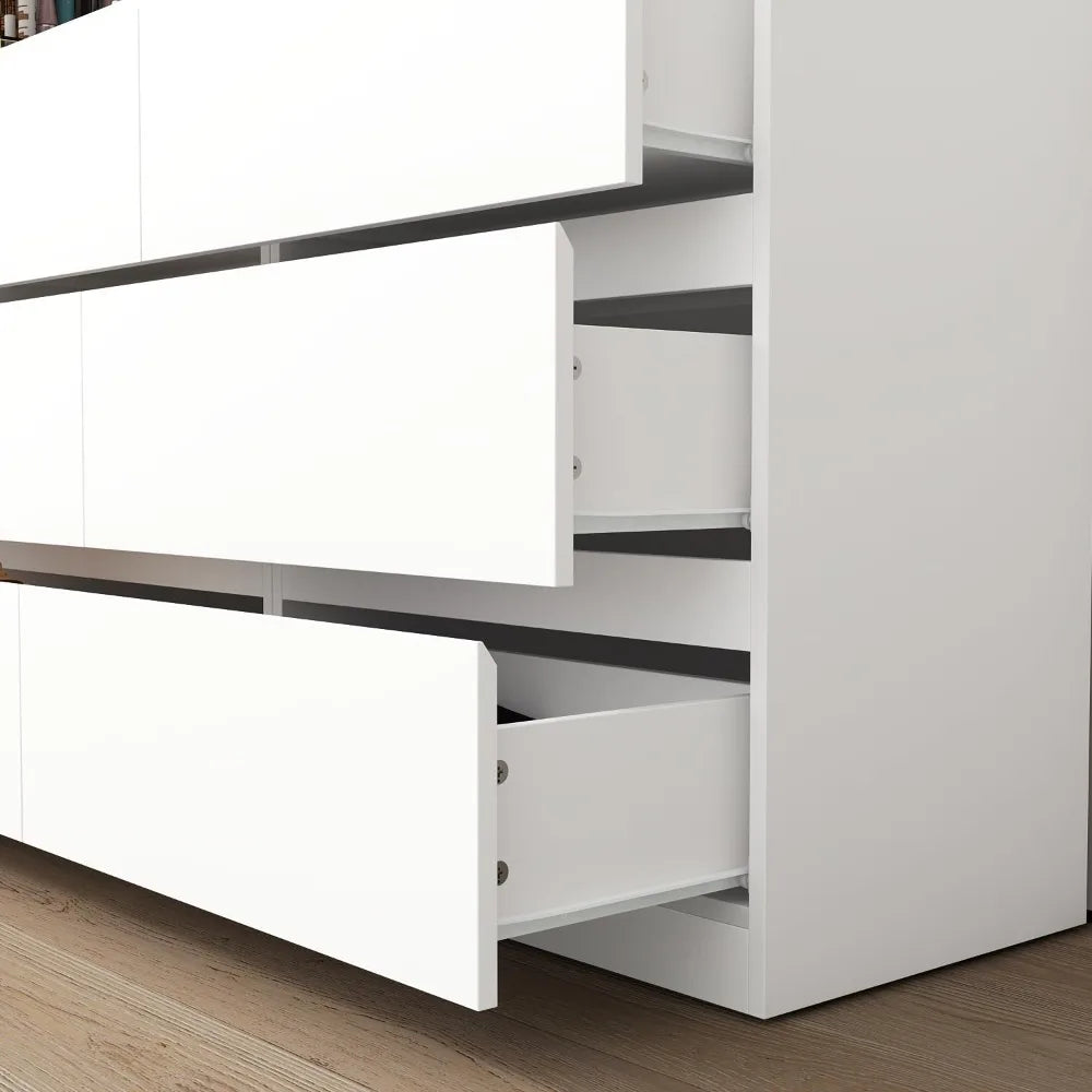 L-Shape Dressing Table with 9 Drawers Extendable Vanity Desk Dresser