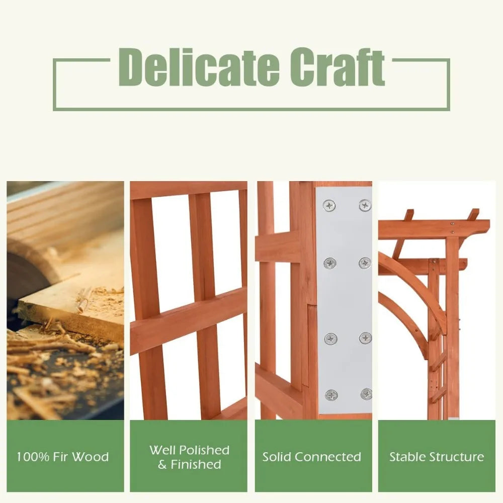 Wood Arbor Arch Garden Trellis Pergola for Climbing Plants Weddings