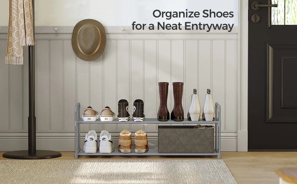 Ljustra 2-Tier Shoe Rack Organizer Metal Storage Shelf for 10 Pairs