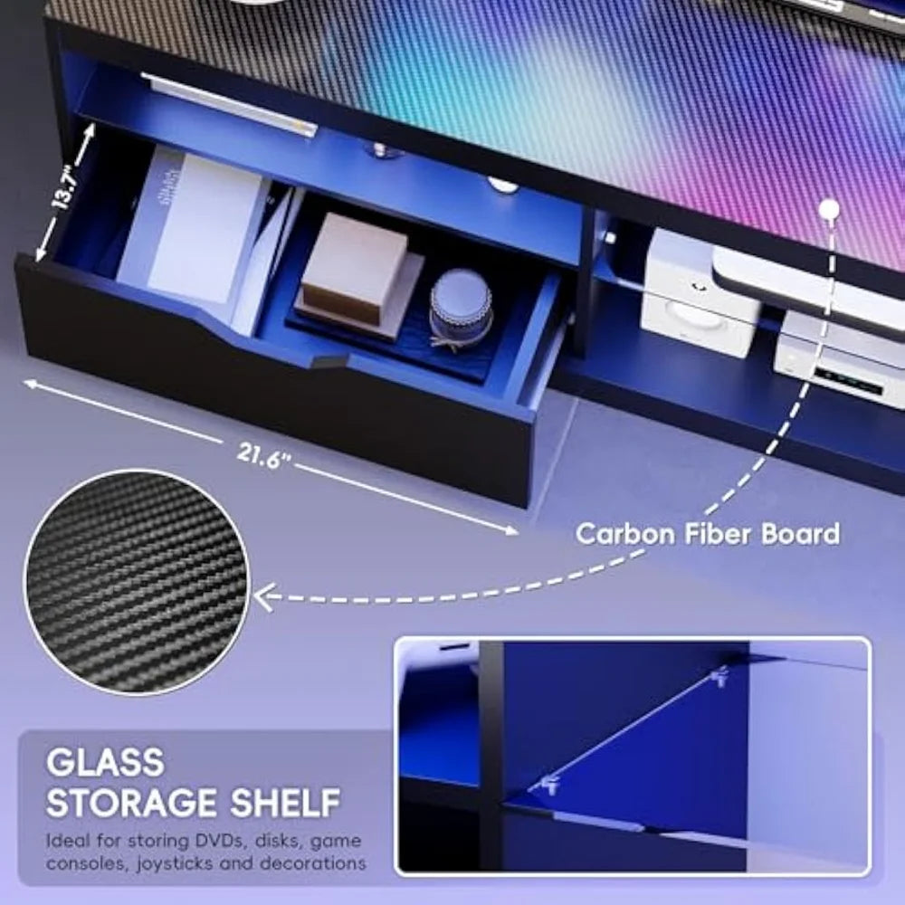 LED TV Stand Mount for 65 inch Modern Entertainment Center with Storage