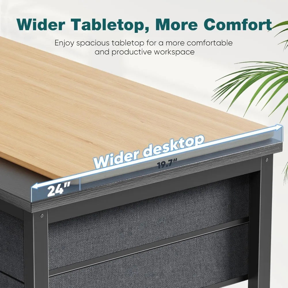 Modern Computer Desk with Storage Drawers Compact Writing Table for Home