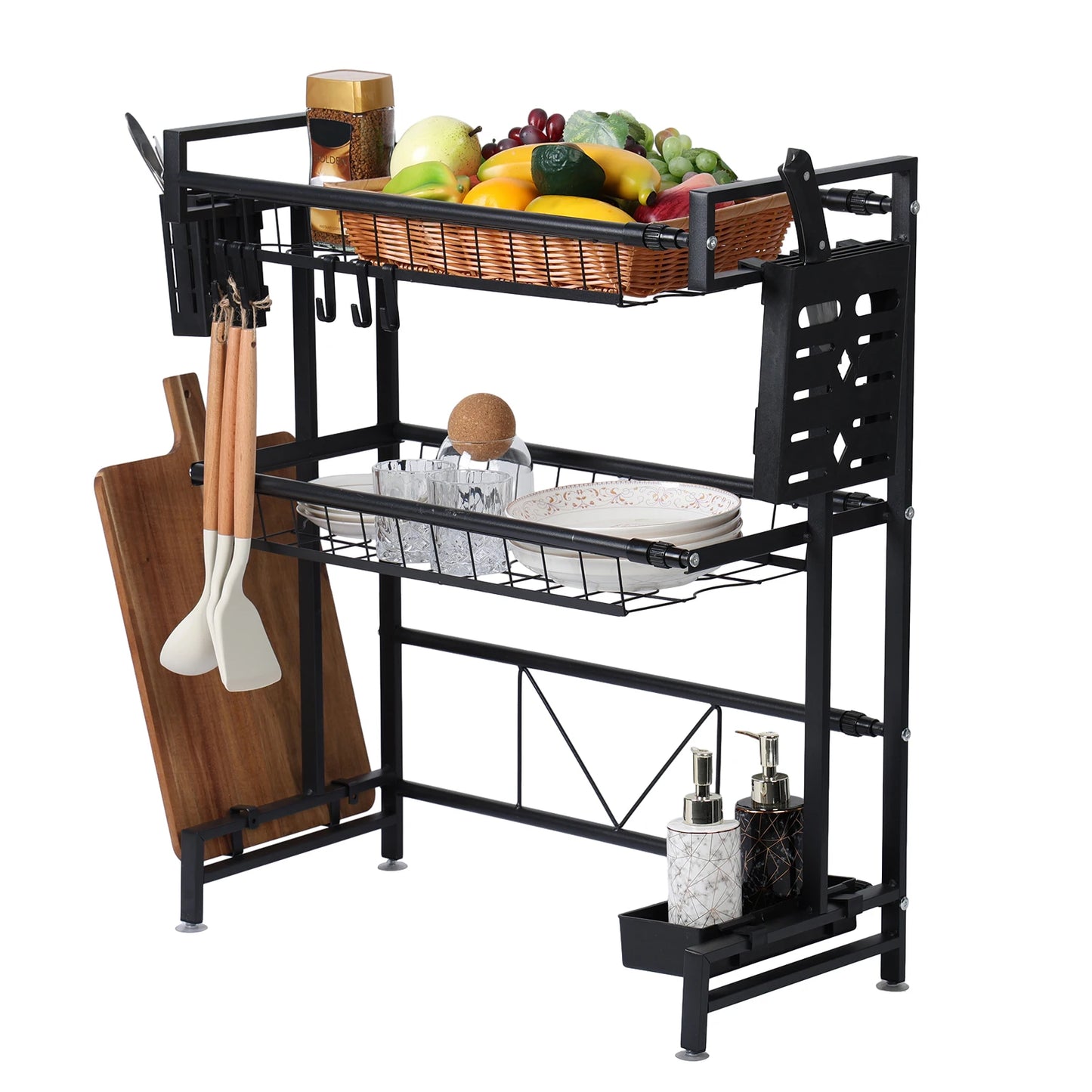 2 Tier Kitchen Storage Shelf Over Sink Adjustable Dish Drying Rack