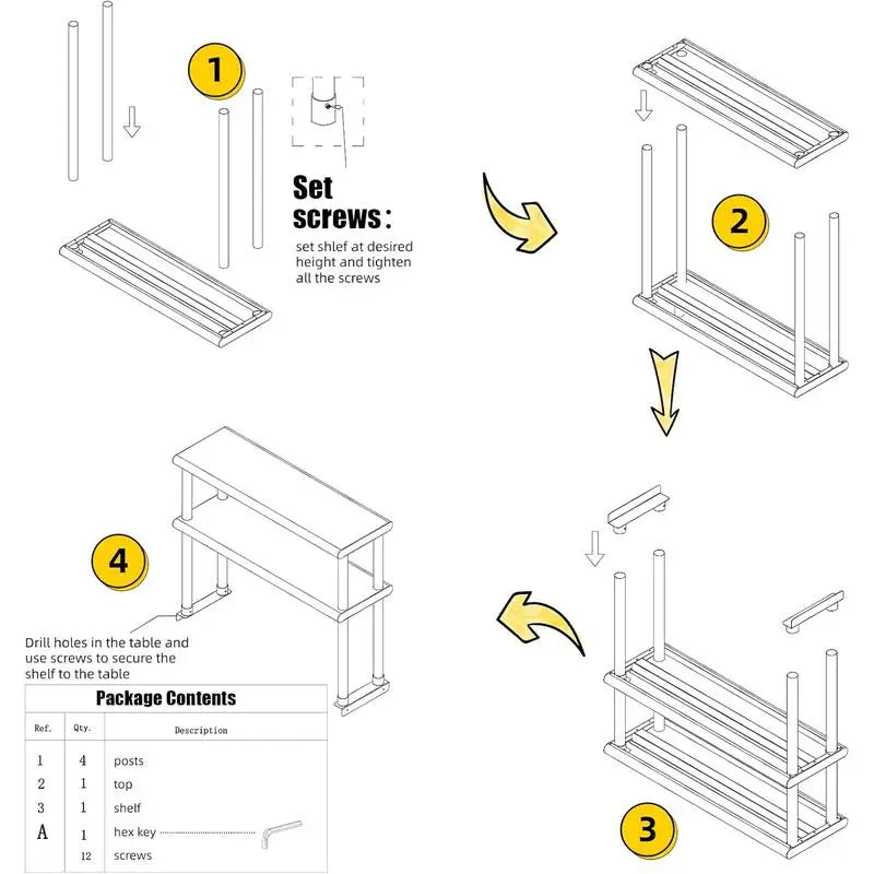 2-Tier Stainless Steel Double Overshelf 12x36 Inch 330lb Kitchen Shelf