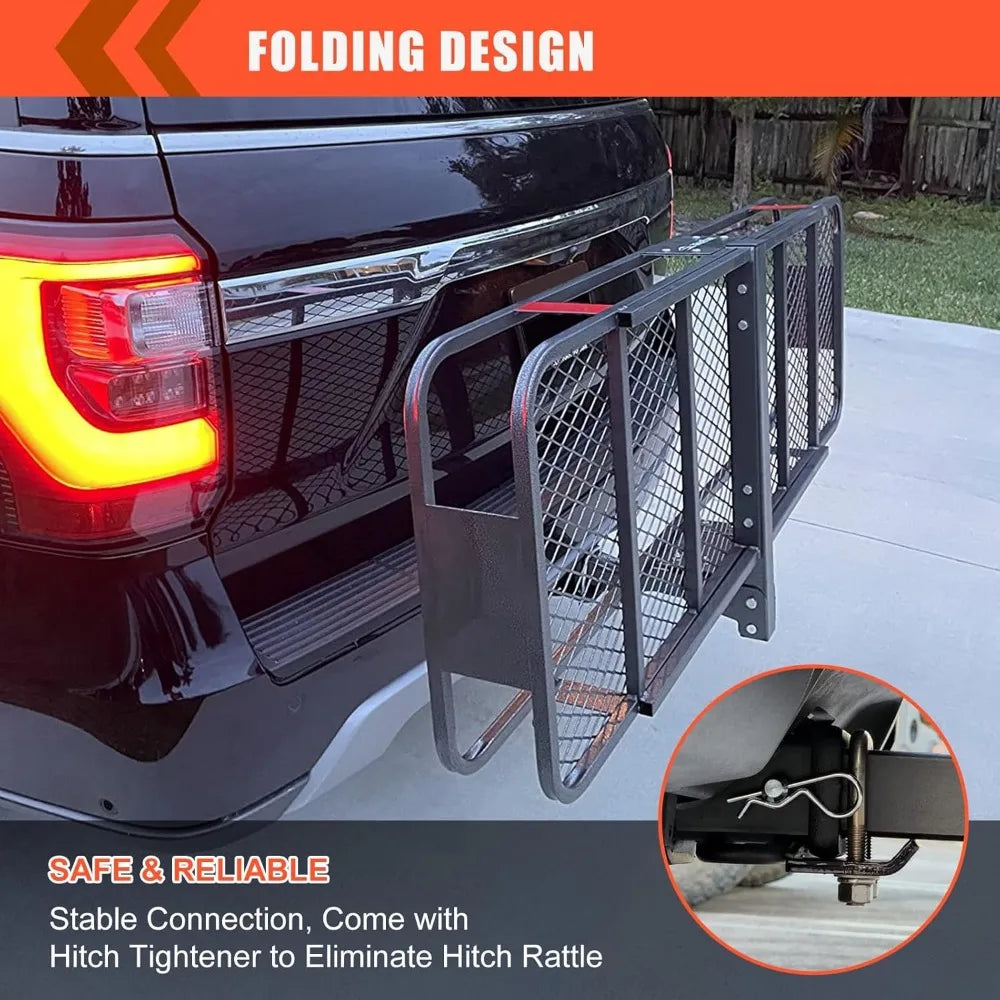 Folding Hitch Mount Cargo Carrier 60"x20" with Waterproof Bag 500lbs