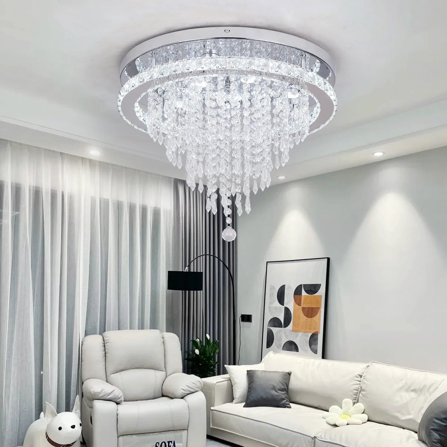 Modern K9 Crystal Chandelier Ceiling Light Fixture LED Pendant Lamp