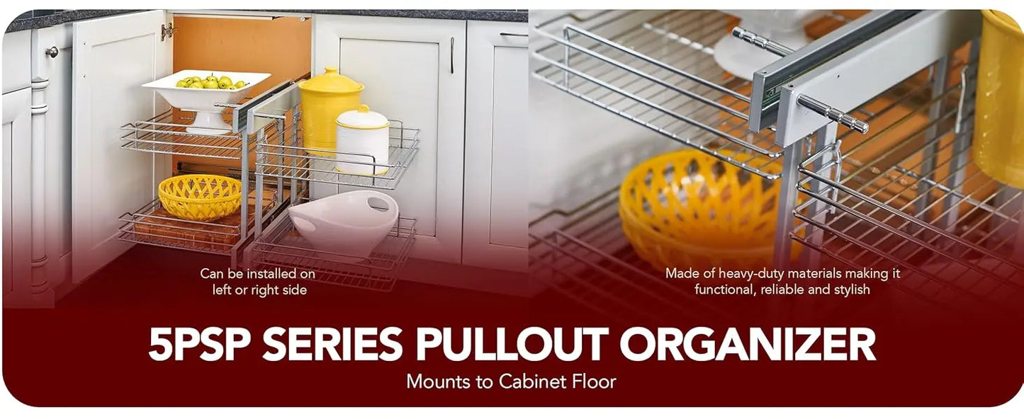 Tier Pullout Shelf Storage Organizer for Kitchen Bathroom Cabinets 18in