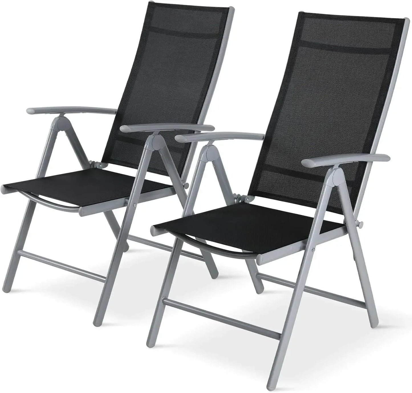 2PCS Adjustable Foldable Lounge Chairs Outdoor Lightweight Aluminum