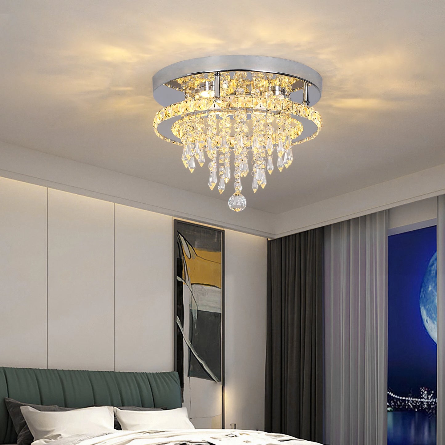 Modern K9 Crystal Chandelier Ceiling Light Fixture LED Pendant Lamp