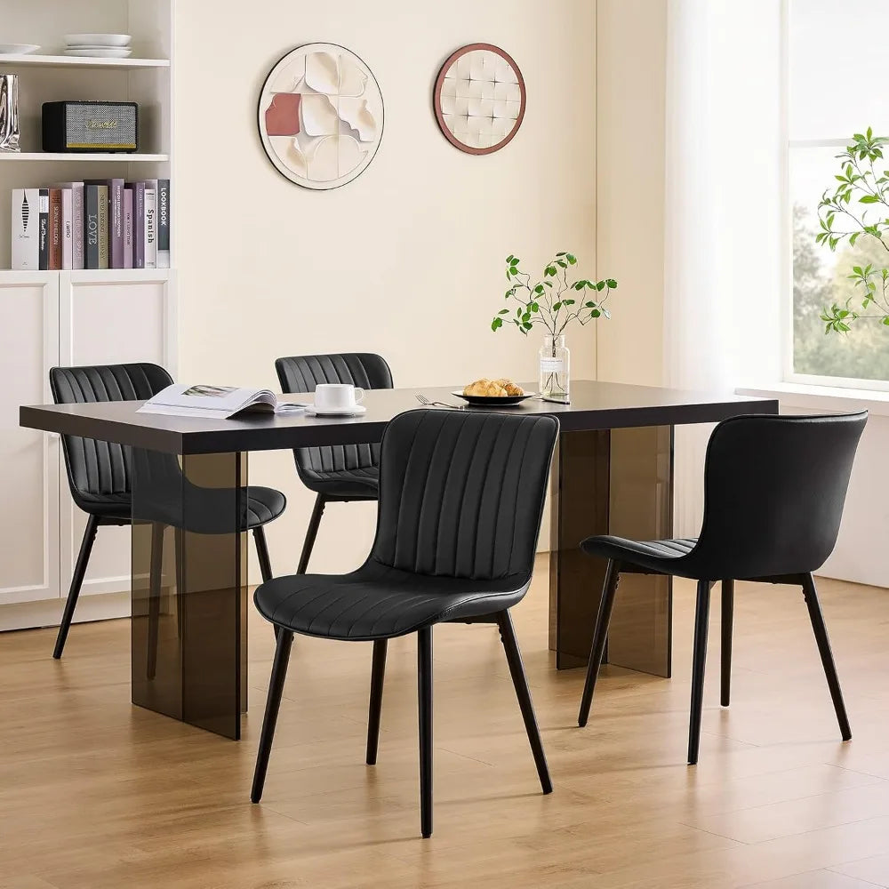 Modern Dining Chairs Set of 4 Upholstered Metal Legs Comfortable