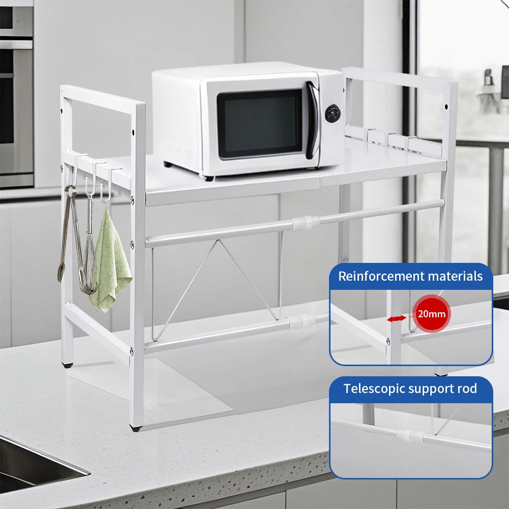Kitchen Storage Rack Microwave Shelf Expandable Condiment Organizer