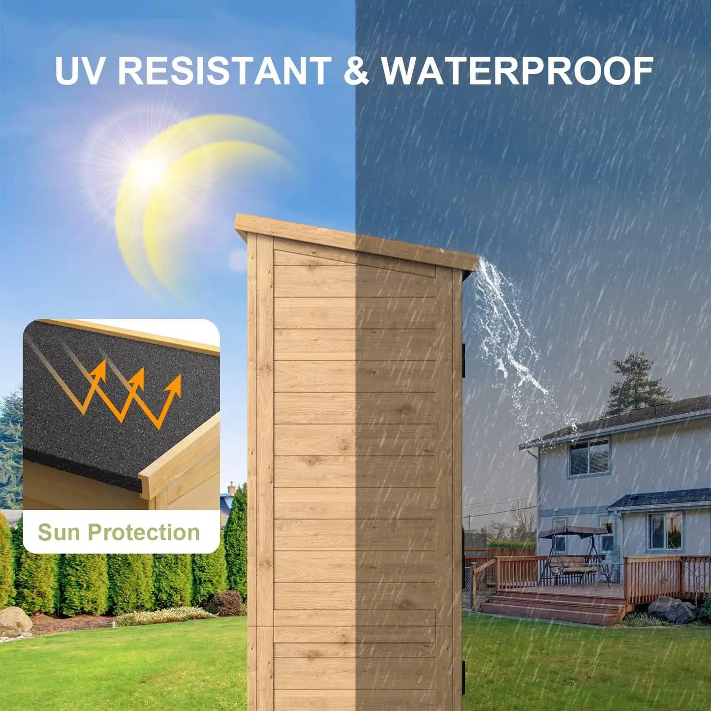 Outdoor Storage Cabinet Waterproof Roof Lockable Doors Garden Shed