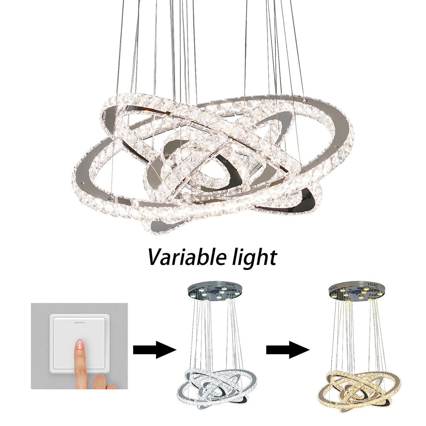 K9 Crystal Ring LED Pendant Light Modern Chandelier Luxury Ceiling Lamp