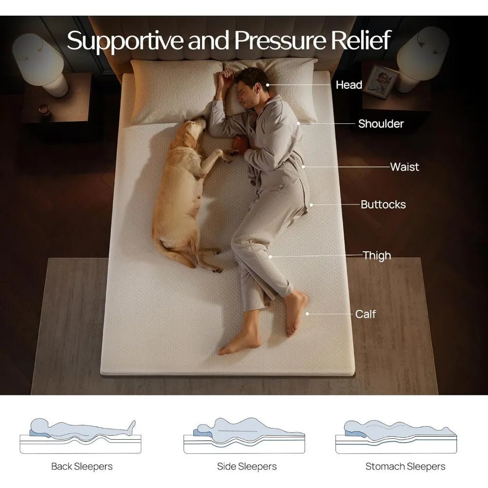 Ljustra Twin Mattress 6 Inch Cooling Gel Memory Foam Medium Firm