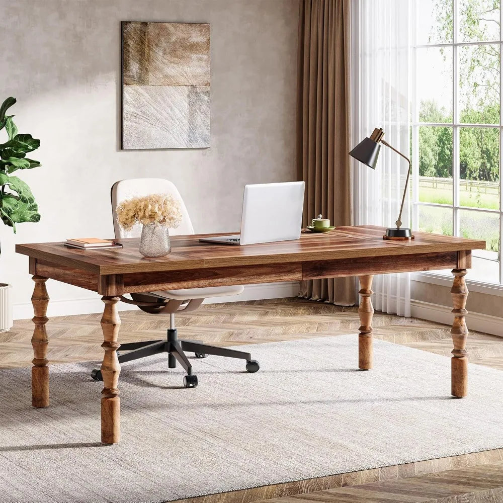 Large Executive Office Desk 62 Inch Farmhouse Modern Writing Table