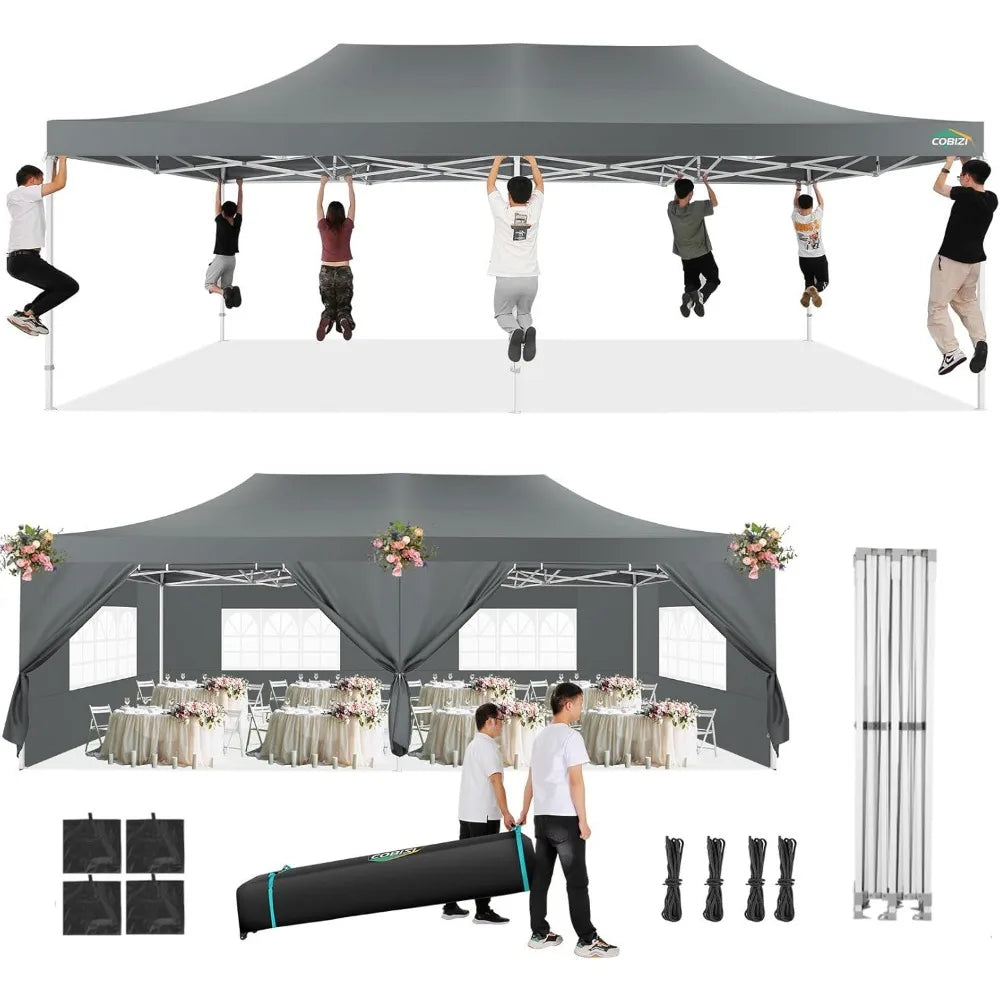 13x26 Heavy Duty Pop Up Tent Canopy with Sidewalls for Events Parties