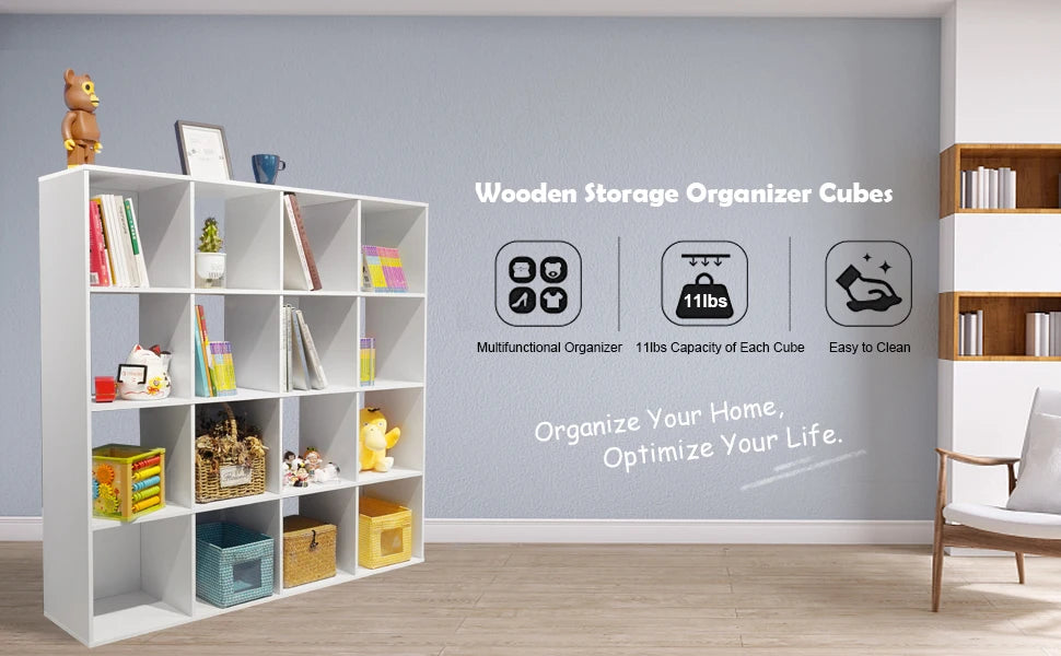 Ljustra 16 Cube Organizer Toy Storage Shelf Bookcase for Home and Office