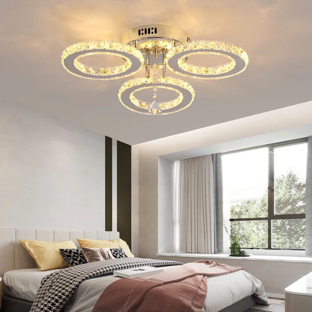 Modern K9 Crystal Chandelier Ceiling Light Fixture LED Pendant Lamp