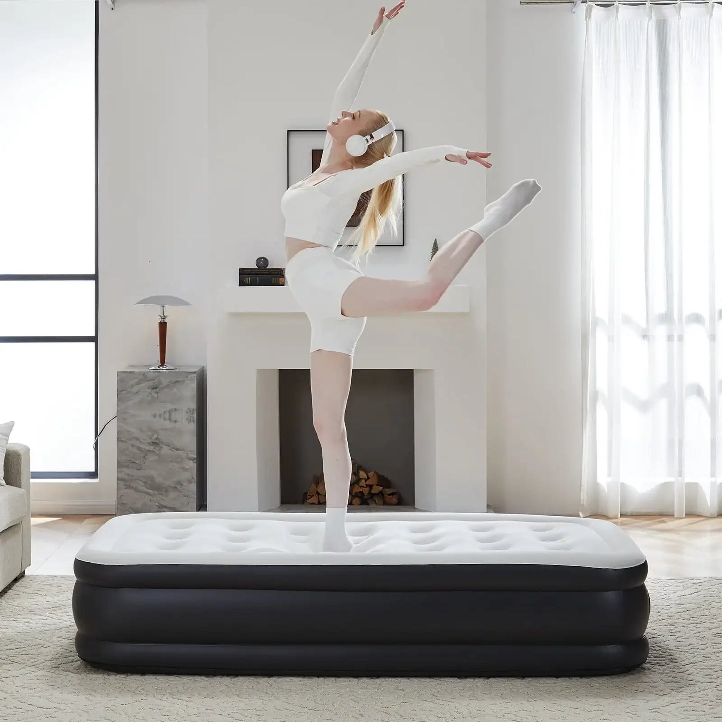 Ljustra Queen Air Mattress 18 Inches Adjustable Built-in Pump