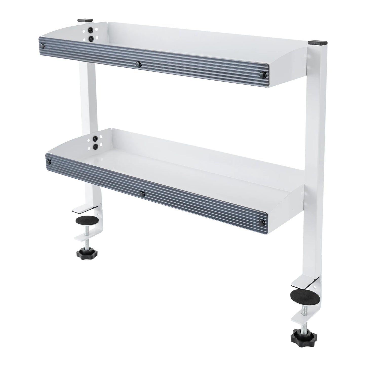 Clamp-on Desk Shelf 2-Tier Metal Organizer Above Under Table Storage