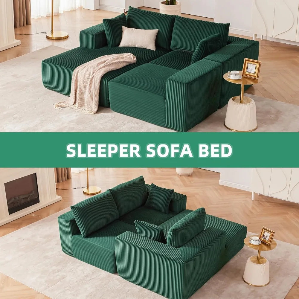 Ljustra 108" Modular L-Shaped Sectional Sofa Couch, Deep Seat, Modern Morocco Green