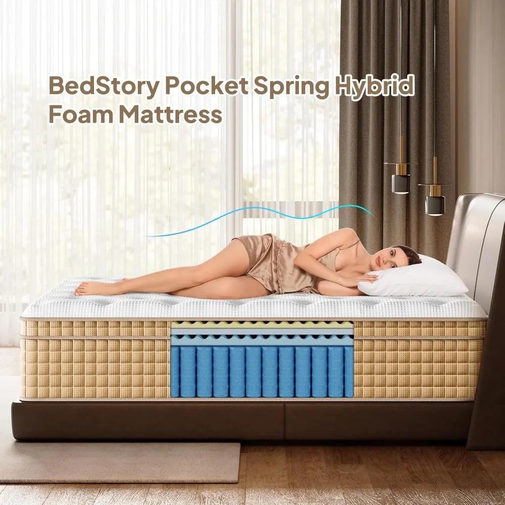 Ljustra 14 Inch Hybrid Mattress Gel Memory Foam Pocket Spring Back Pain Relief