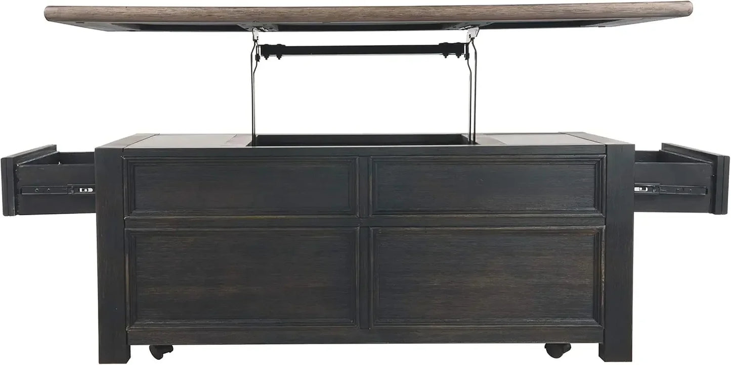 Tyler Creek Rustic Farmhouse Lift Top Coffee Table with Drawers