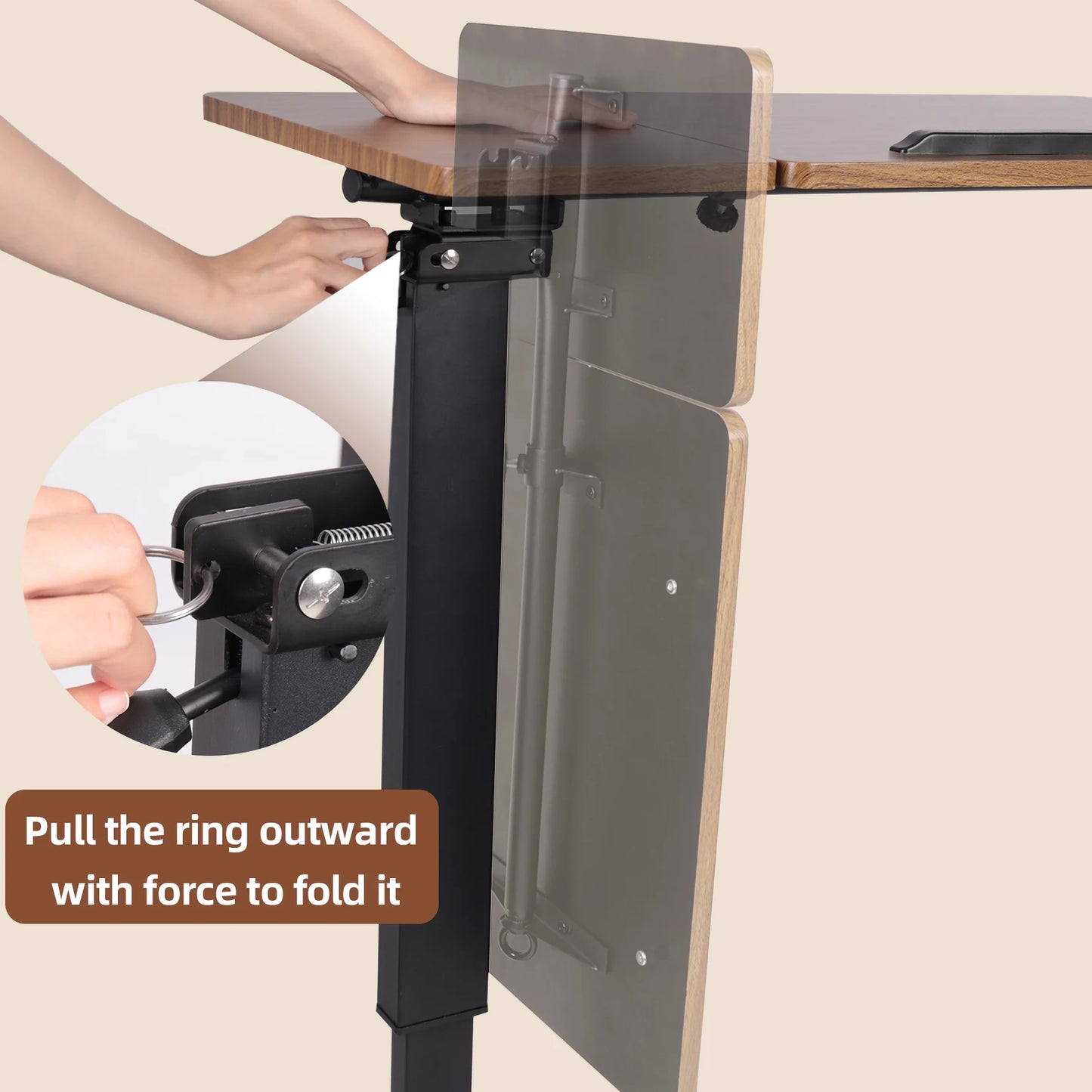 Height Adjustable Overbed Table Bedside Desk Laptop Table with Wheels