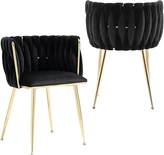 Velvet Dining Chairs Set of 2 Modern Accent Chairs with Gold Legs