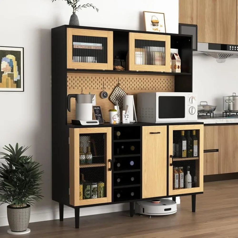 59 Inch Buffet Sideboard Cabinet Storage Wine Rack Coffee Bar Kitchen