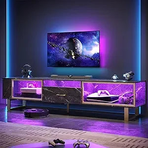 80 Inch TV Stand for 65 75 85 90 Inch TVs Modern LED Gaming Center