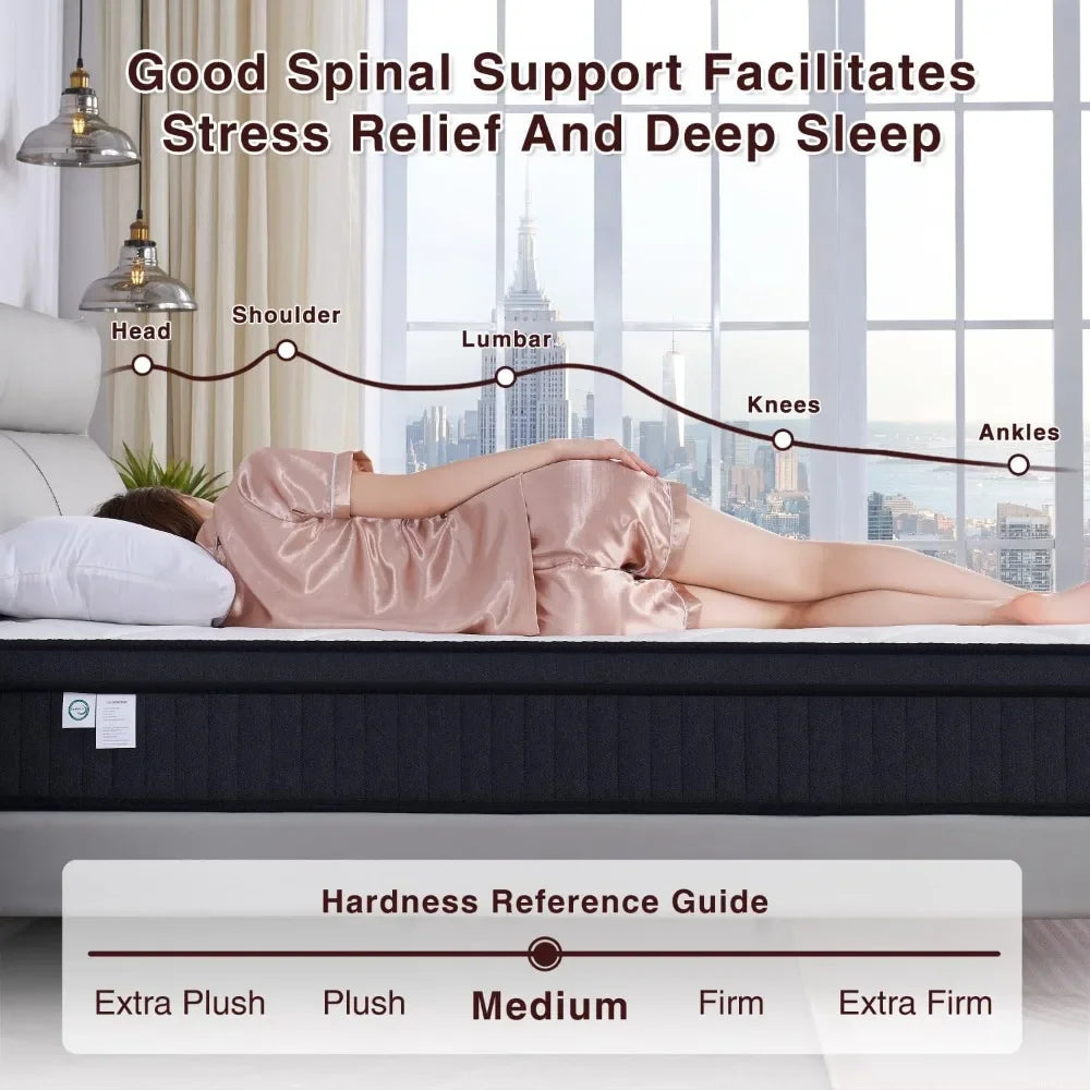 Ljustra Queen Mattress Memory Foam Hybrid Pocket Spring Motion Isolation