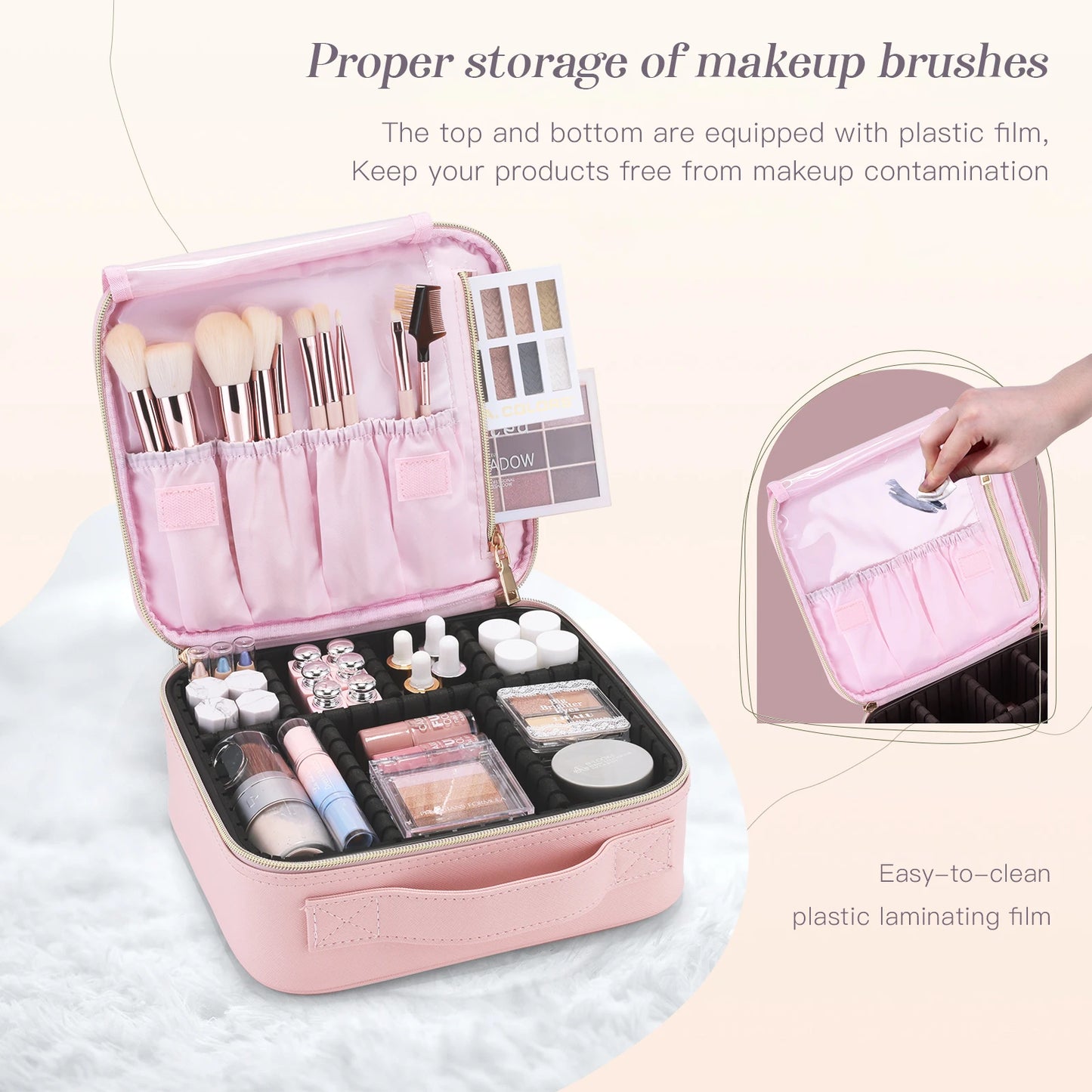 Ljustra Makeup Bag Professional Cosmetic Brush Case Portable Organizer