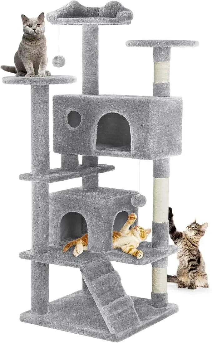 Ljustra 54inch Indoor Cat Tree Tower Multi-Level Pet House for Cats