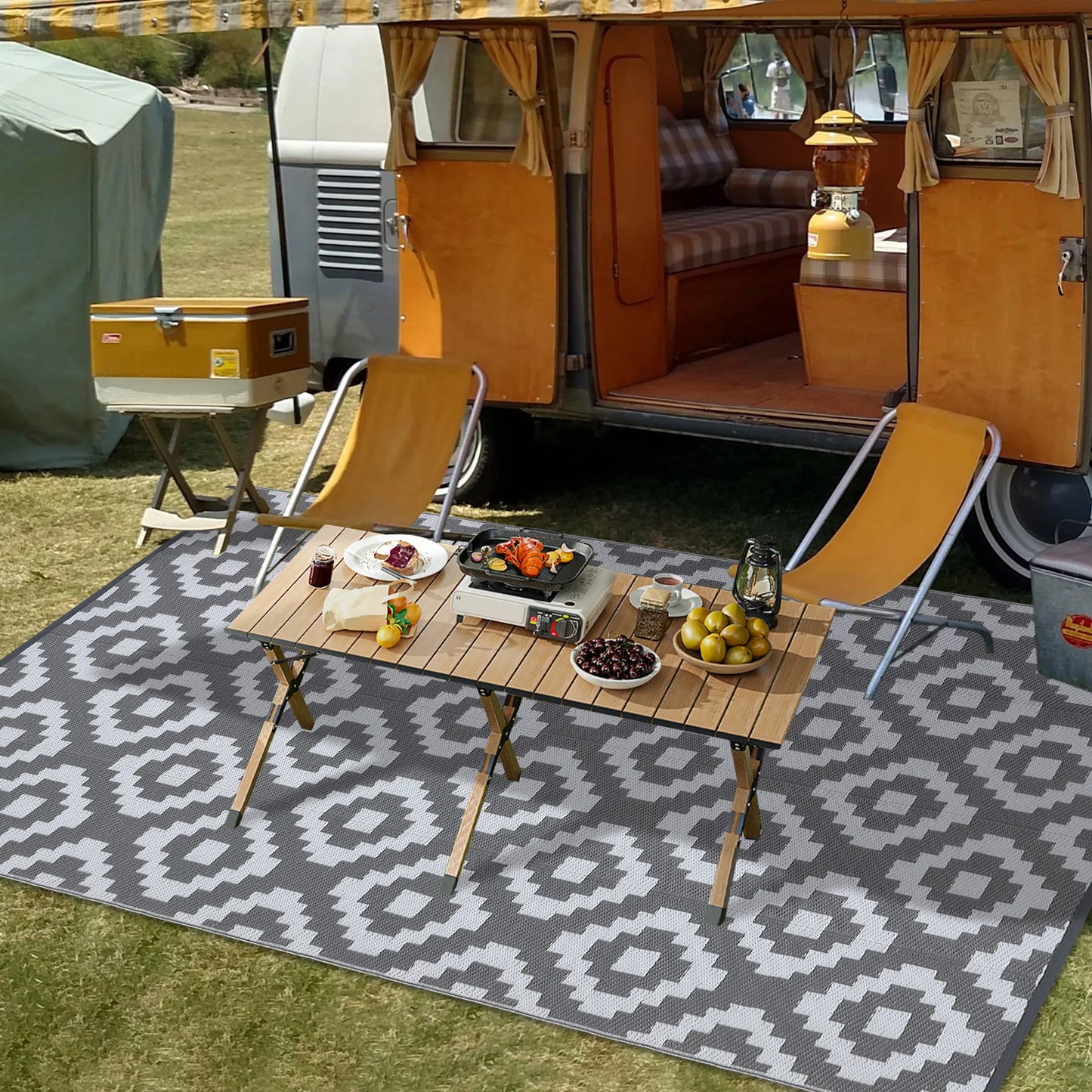 Outdoor Plastic Straw Rug Waterproof Reversible Mat for Patio Picnic