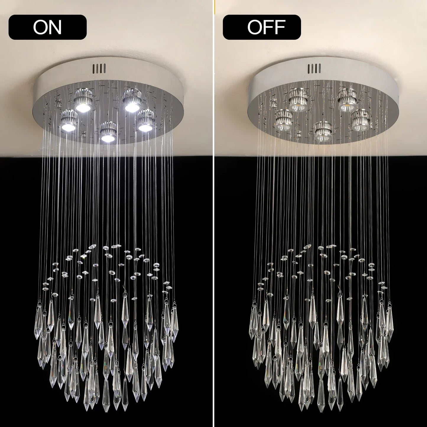Raindrop LED Crystal Pendant Light Modern Chandelier Ceiling Lamp