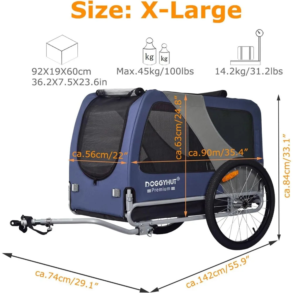 Ljustra Premium XL Pet Bike Trailer for Large Dogs or Multiple Small Dogs