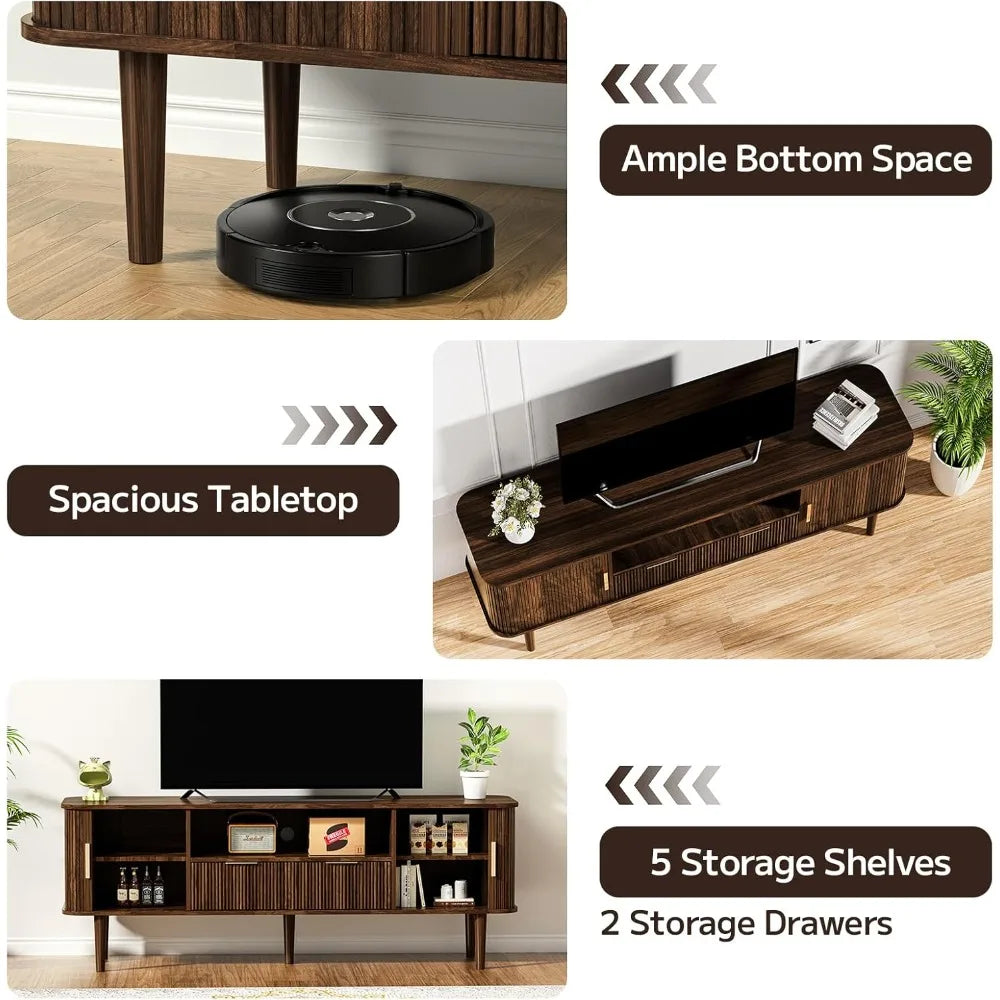 Ljustra Mid Century Modern 62.4 Inch TV Stand Media Console Table