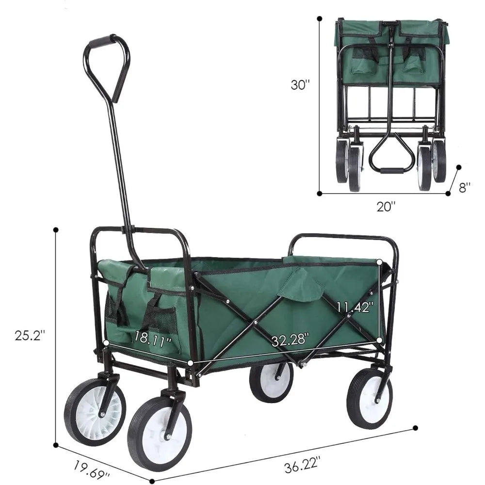 Heavy Duty Collapsible Wagon Folding Shopping Garden Beach Push Cart