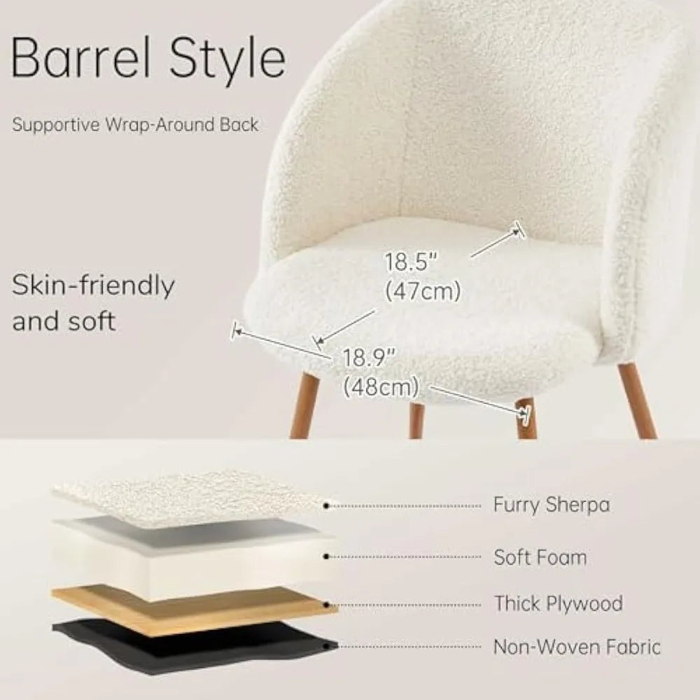 5-Piece Wooden Round Dining Room Table and Barrel Chairs Set for 4