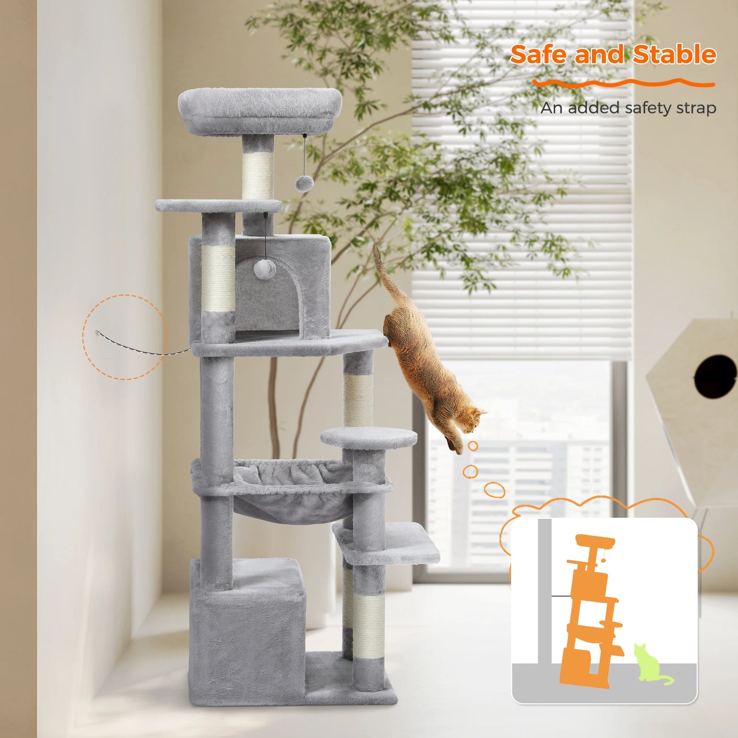 Large Cat Tree Tower Indoor Cats Scratching Posts Hammock Condo Toys