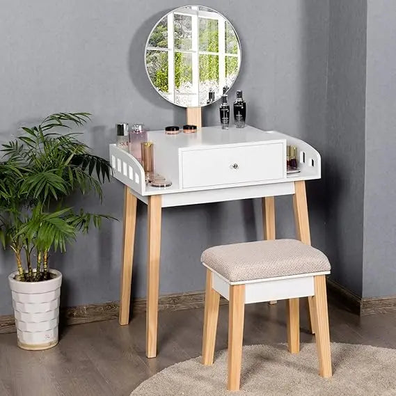 Ljustra Vanity Table Set Adjustable Mirror Makeup Table with Stool
