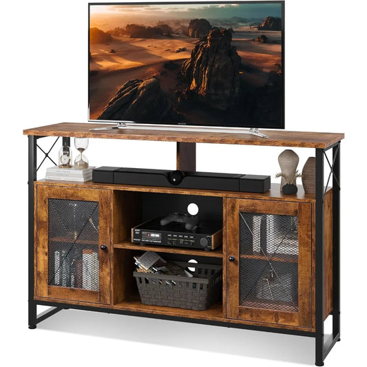Ljustra Tall TV Stand 55 Inch Rustic Storage Console for Living Room