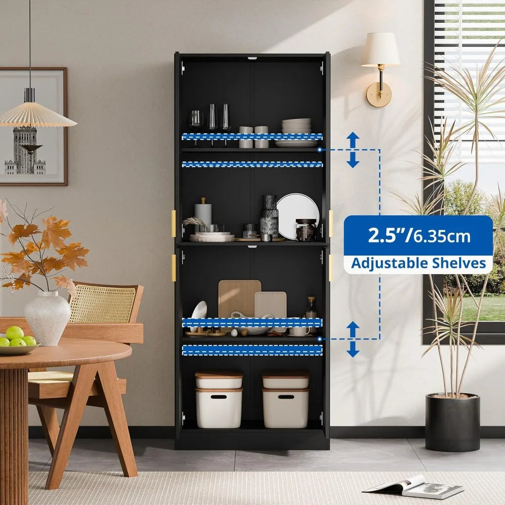 Kitchen Pantry Cabinet 71 Inch Tall Wood Storage Utility Hutch