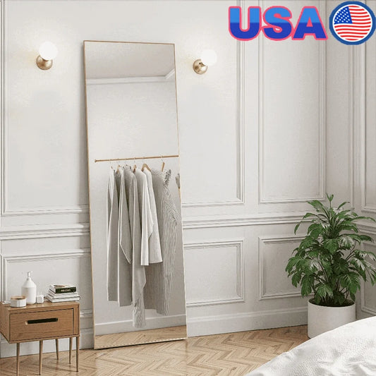 Ljustra 59in Full Length Mirror Aluminum Alloy Frame Floor Mirror HD Glass