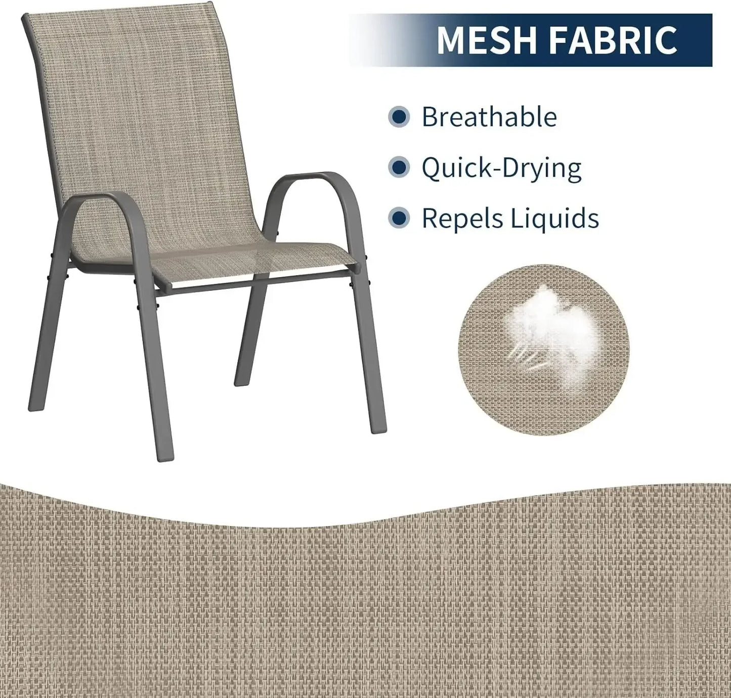 Patio Chairs Set of 6 Stackable Outdoor Dining Chairs All Weather