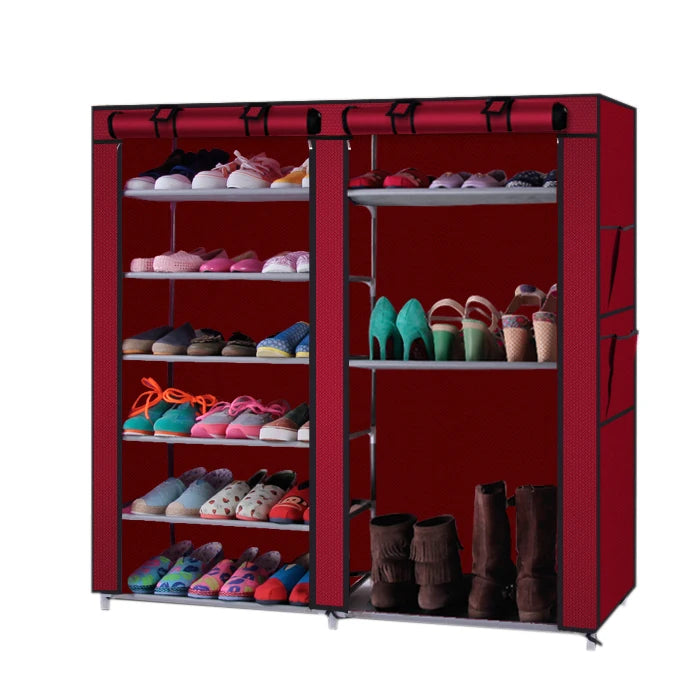 6-Row 2-Line Shoe Rack 12 Lattices Non-woven Fabric Storage Solution