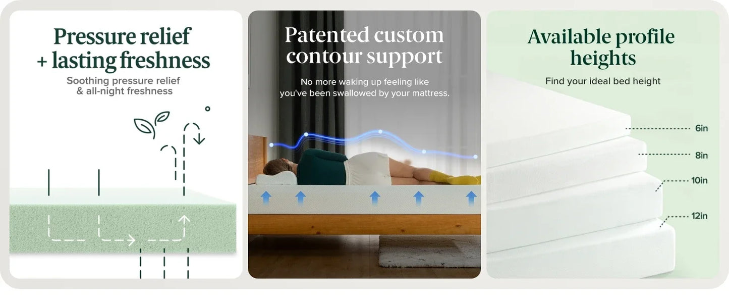 Ljustra 6 Inch Green Tea Memory Foam Mattress Twin Medium Firm Feel